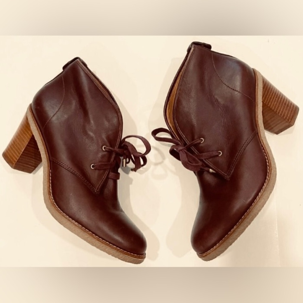 Burgundy Oxblood Coach Nikol Leather Ankle Booties Q1666 - Picture 2 of 8